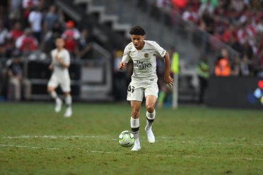 Kallang-Singapur - 28 Temmuz 2018: Alexandre fressange #43 oyuncu Psg sırasında icc2018 paris saint-Alman Ulusal Stadyumu'nda, Singapur karşı arsenal arasında eylem