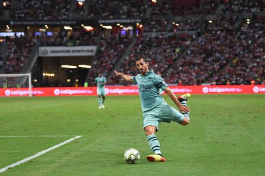 Kallang-Singapur-28 Haziran 2018: Henrikh mkhitaryan # 7 cephanelik oyuncusu icc2018 'de Paris Saint-Almanya' daki ulusal stadyumdaki Cephanelik Arsenal maçında