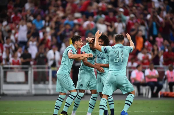 Kallang Singapore 28Jul2018 Player Arsenal Congratulation Goal Icc2018 Arsenal Paris — Stock Photo, Image