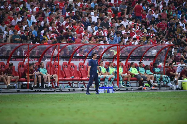 Kallang Singapore 28Jul2018 Entrenador Jefe Arsenal Unai Acción Durante Icc2018 — Foto de Stock