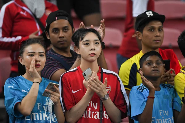 Kallang Singapore 28Jul2018 Fans Identificados Durante Icc2018 Entre Arsenal Contra — Foto de Stock