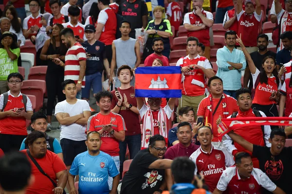 Kallang Singapore 26Jul2018 Fans Identificados Acción Durante Icc2018 Entre Arsenal — Foto de Stock