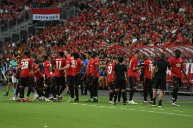 Kallang-Singapur-20jul2019: Manchester United oyuncusu değiştirme