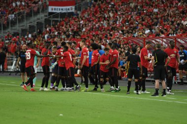 Kallang-Singapur-20jul2019: Manchester United oyuncusu değiştirme