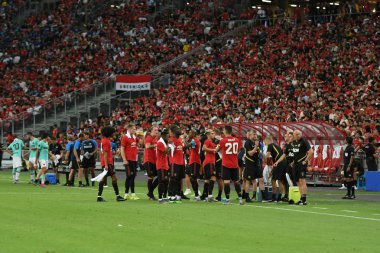 Kallang-Singapur-20jul2019: Manchester United soğutma oyuncusu 