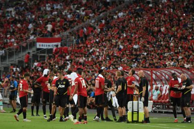 Kallang-Singapur-20jul2019: Manchester United soğutma oyuncusu 