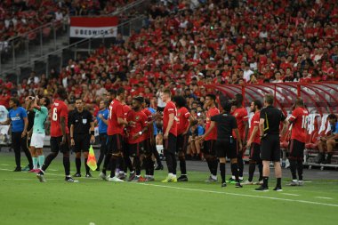 Kallang-Singapur-20jul2019: Manchester United oyuncusu değiştirme