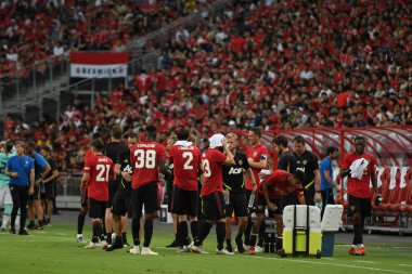 Kallang-Singapur-20jul2019: Manchester United soğutma oyuncusu 