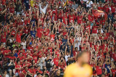 Kallang-Singapur-20jul2019: Manchester biriminin tanımlanamayan hayranları