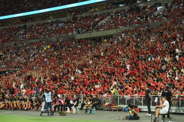 Kallang-Singapur-20jul2019: Manchester biriminin tanımlanamayan hayranları