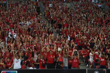 Kallang-Singapur-20jul2019: Manchester biriminin tanımlanamayan hayranları