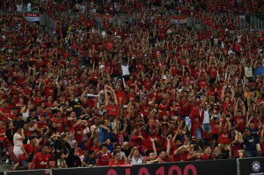 Kallang-Singapur-20jul2019: Manchester biriminin tanımlanamayan hayranları