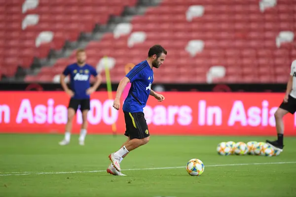 Kallang-Singapur-19jul2019: Juan Mata #8 gracz z Manchester un — Zdjęcie stockowe