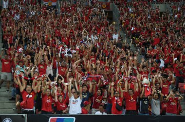Kallang-Singapur-20jul2019: Manchester biriminin tanımlanamayan hayranları