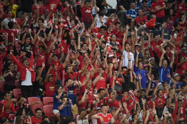 Kallang-Singapur-20jul2019: Manchester biriminin tanımlanamayan hayranları