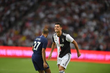 Kallang-singapore-21jul2019: Cristiano ronaldo # 7 Juven oyuncusu