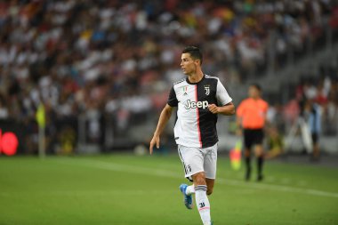 Kallang-singapore-21jul2019: Cristiano ronaldo # 7 Juven oyuncusu