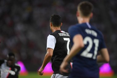 Kallang-singapore-21jul2019: Cristiano ronaldo # 7 Juven oyuncusu