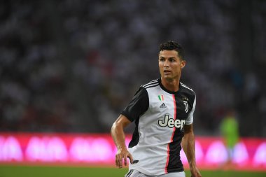 Kallang-singapore-21jul2019: Cristiano ronaldo # 7 Juven oyuncusu