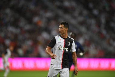 Kallang-singapore-21jul2019: Cristiano ronaldo # 7 Juven oyuncusu