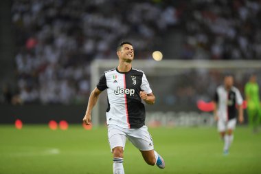 Kallang-singapore-21jul2019: Cristiano ronaldo # 7 Juven oyuncusu