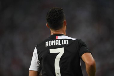 Kallang-singapore-21jul2019: Cristiano ronaldo # 7 Juven oyuncusu