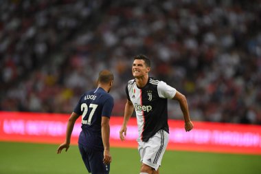 Kallang-singapore-21jul2019: Cristiano ronaldo # 7 Juven oyuncusu
