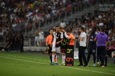Kallang-singapore-21jul2019: Cristiano ronaldo # 7 Juven oyuncusu
