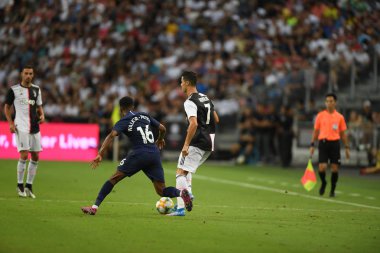 Kallang-singapore-21jul2019: Cristiano ronaldo # 7 Juven oyuncusu