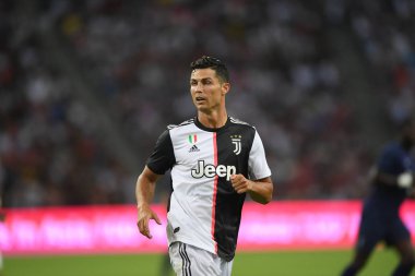 Kallang-singapore-21jul2019: Cristiano ronaldo # 7 Juven oyuncusu