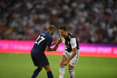 Kallang-singapore-21jul2019: Cristiano ronaldo # 7 Juven oyuncusu