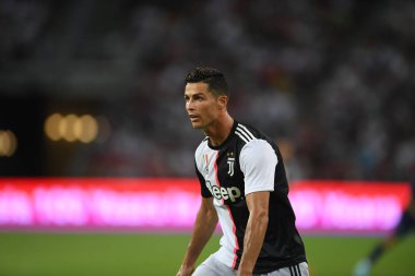 Kallang-singapore-21jul2019: Cristiano ronaldo # 7 Juven oyuncusu