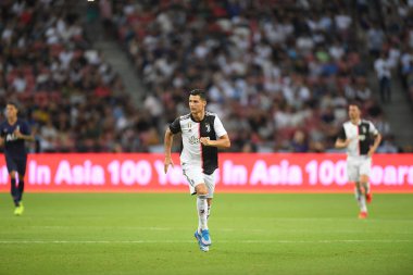 Kallang-singapore-21jul2019: Cristiano ronaldo # 7 Juven oyuncusu