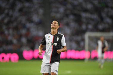 Kallang-singapore-21jul2019: Cristiano ronaldo # 7 Juven oyuncusu