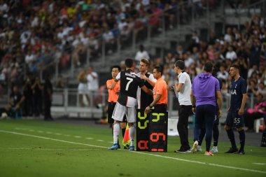 Kallang-singapore-21jul2019: Cristiano ronaldo # 7 Juven oyuncusu