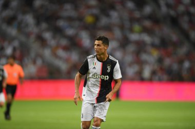 Kallang-singapore-21jul2019: Cristiano ronaldo # 7 Juven oyuncusu