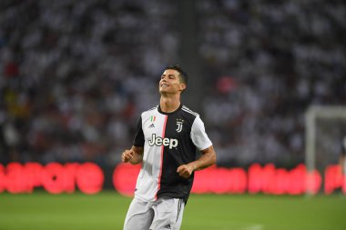 Kallang-singapore-21jul2019: Cristiano ronaldo # 7 Juven oyuncusu