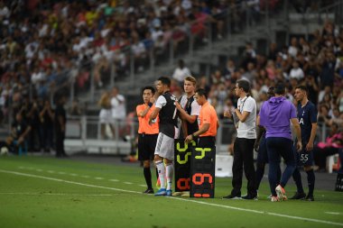 Kallang-singapore-21jul2019: Cristiano ronaldo # 7 Juven oyuncusu