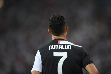 Kallang-singapore-21jul2019: Cristiano ronaldo # 7 Juven oyuncusu