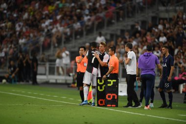 Kallang-singapore-21jul2019: Cristiano ronaldo # 7 Juven oyuncusu