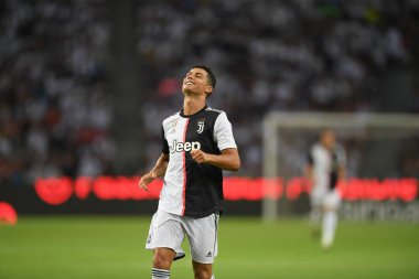 Kallang-singapore-21jul2019: Cristiano ronaldo # 7 Juven oyuncusu