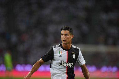 Kallang-singapore-21jul2019: Cristiano ronaldo # 7 Juven oyuncusu