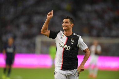 Kallang-singapore-21jul2019: Cristiano ronaldo # 7 Juven oyuncusu