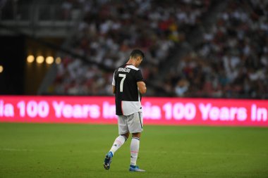 Kallang-singapore-21jul2019: Cristiano ronaldo # 7 Juven oyuncusu