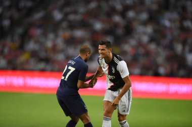 Kallang-singapore-21jul2019: Cristiano ronaldo # 7 Juven oyuncusu