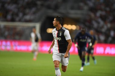 Kallang-singapore-21jul2019: Cristiano ronaldo # 7 Juven oyuncusu
