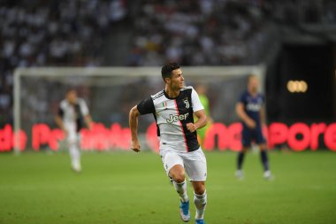 Kallang-singapore-21jul2019: Cristiano ronaldo # 7 Juven oyuncusu