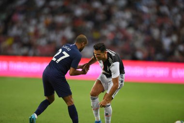 Kallang-singapore-21jul2019: Cristiano ronaldo # 7 Juven oyuncusu