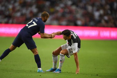 Kallang-singapore-21jul2019: Cristiano ronaldo # 7 Juven oyuncusu