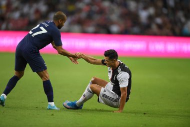 Kallang-singapore-21jul2019: Cristiano ronaldo # 7 Juven oyuncusu